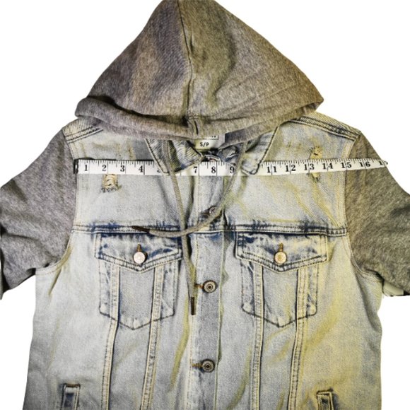Ardene Eighty Two Denim Hooded Jacket, Gray, Small - Picture 9 of 9